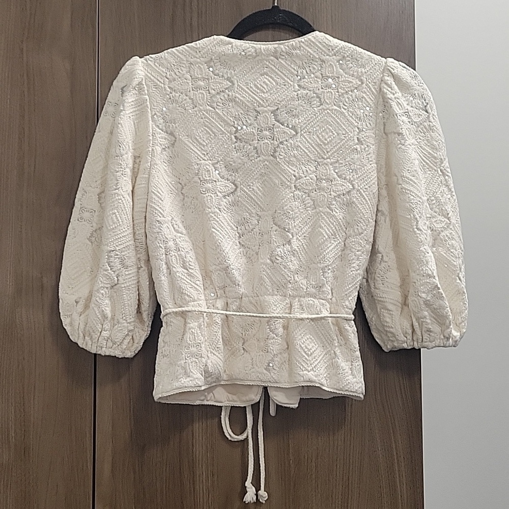 Maje-Lichet Sequined Tie-Waist Top-Size Small - Picture 16 of 17